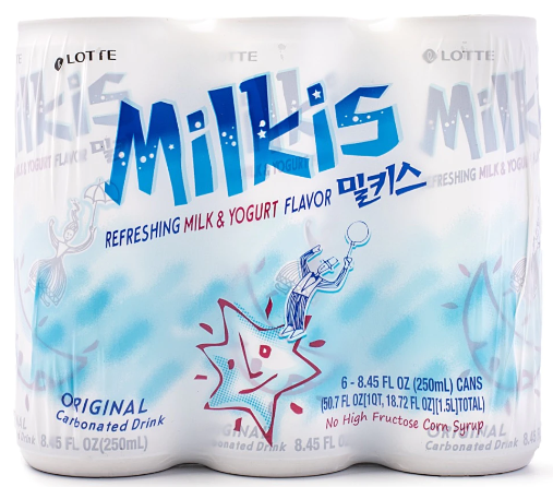Lotte Milkis Soda Drink, Milk and Yogurt Flavor 250ml 6 can
