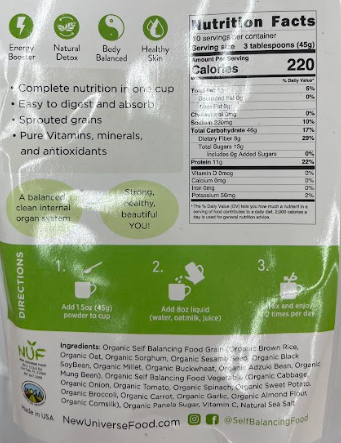 Self Balancing Food Complete Organic Meal Powder 1lb