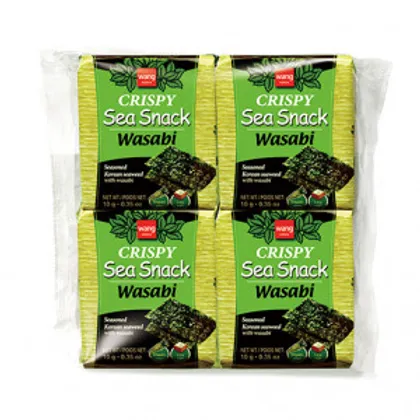 Wang Korea, Crispy Sea Snack with Wasabi - 0.35oz x 4 packs
