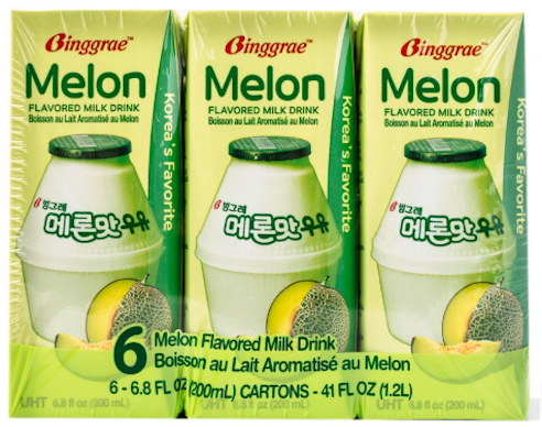 Binggrae Milk Drink, Melon Flavor 6ct 1 box