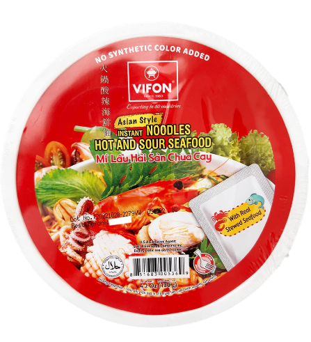 Vifon Asian Style Hot and Sour Seafood Instant Noodle Bowl