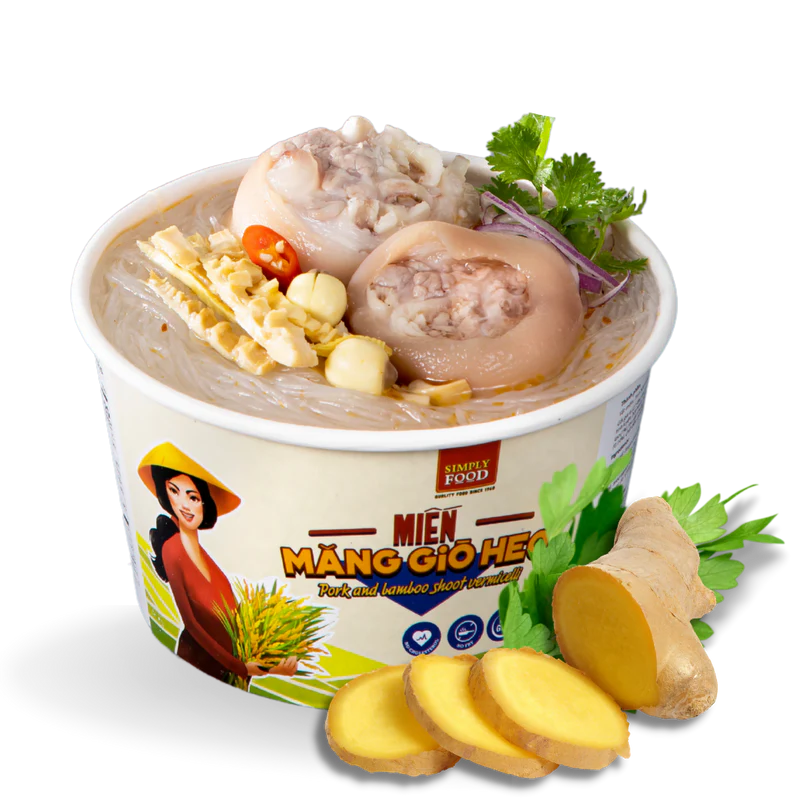 Simply Food Pork and Bamboo Shoot Glass Vermicelli Glass Instant Noodle Bowl