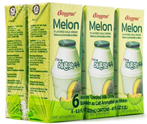 Binggrae Milk Drink, Melon Flavor 6ct 1 box