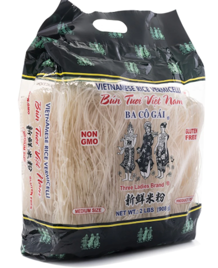 Three Ladies Brand Vietnamese Rice Vermicelli, Medium Size 32 oz