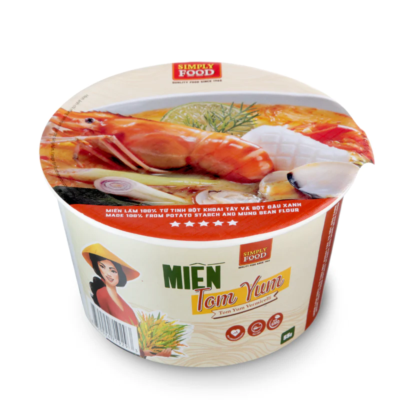 Simply Food Tom Yum Vermicelli Glass Instant Noodle Bowl