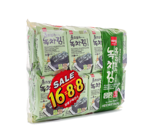 Wang Roasted Green Tea Seaweed Laver with Green Tea 16pk 64 g