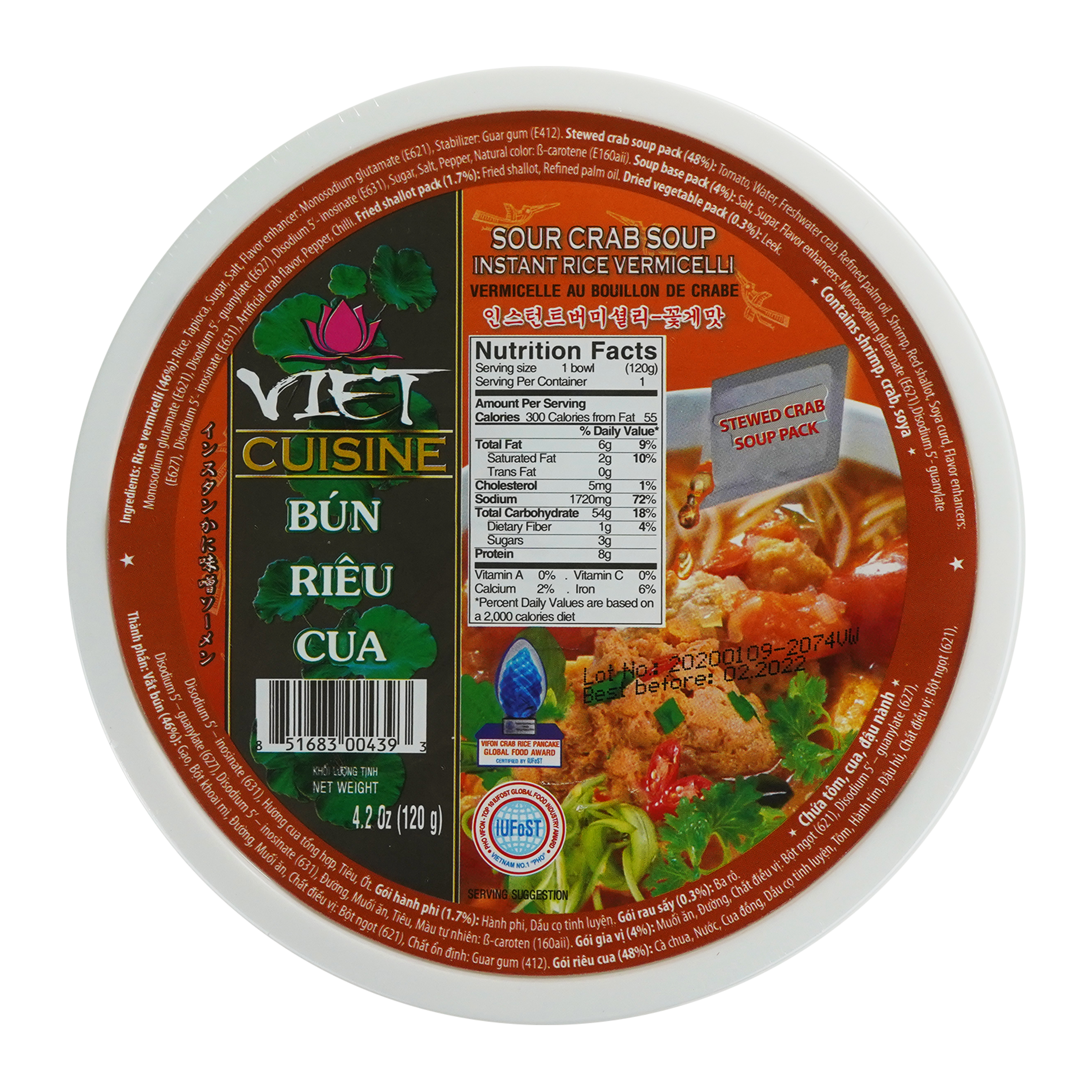 Viet Cuisine Sour Crab Instant Bean Thread Noodles