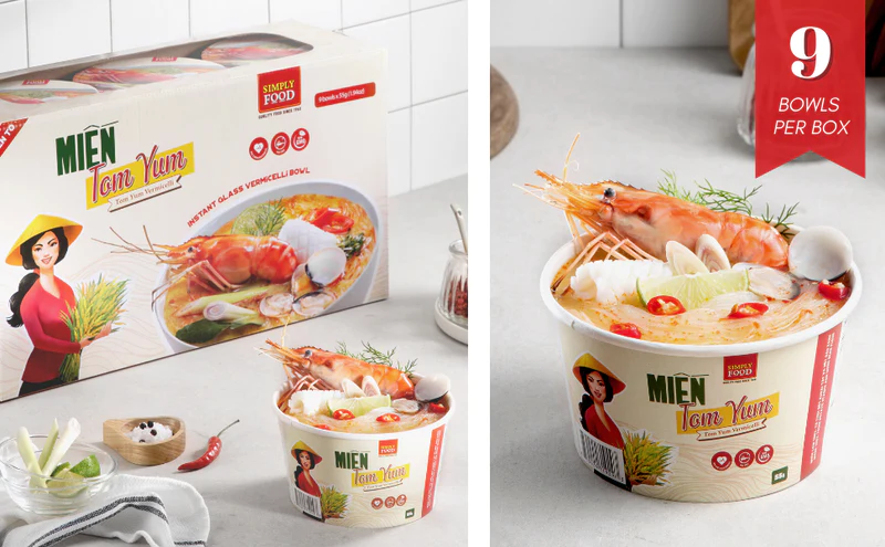 Simply Food Tom Yum Vermicelli Glass Instant Noodle Bowl