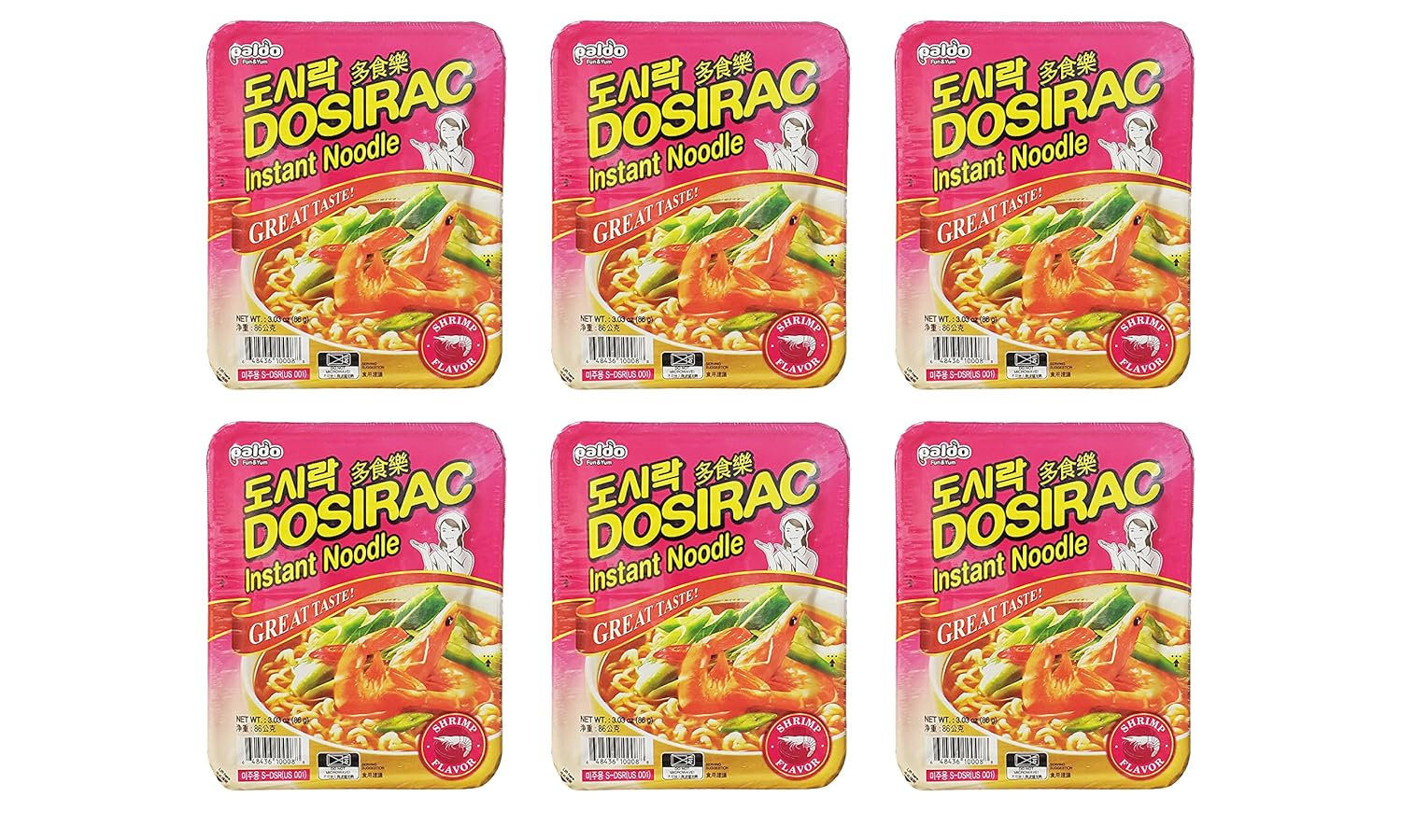 Paldo Dosirac Oriental Style Instant Ramen Noodle Soup Shrimp Flavor