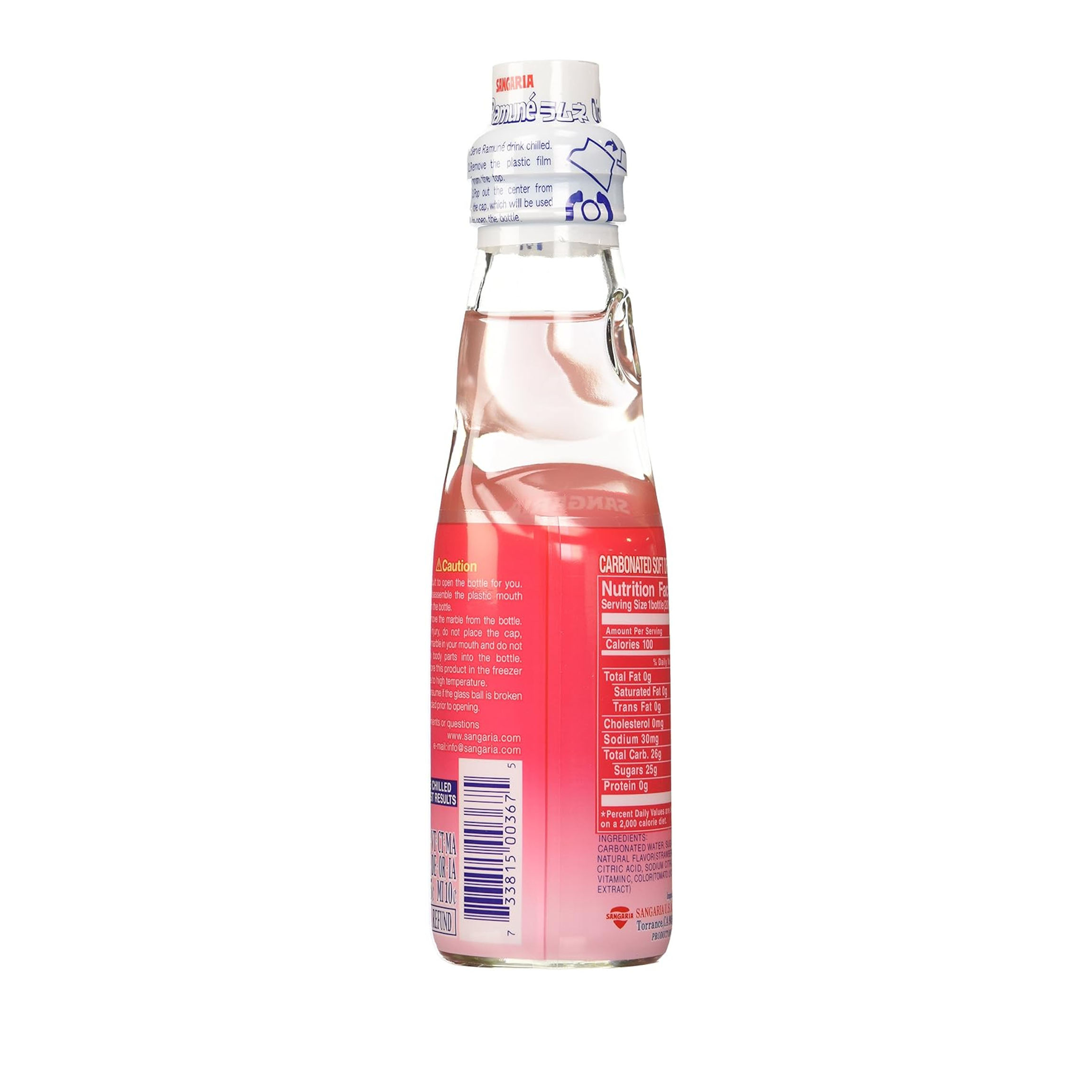 Sangaria Ramune Marble Soft Drink Strawberry Flavor 200ml