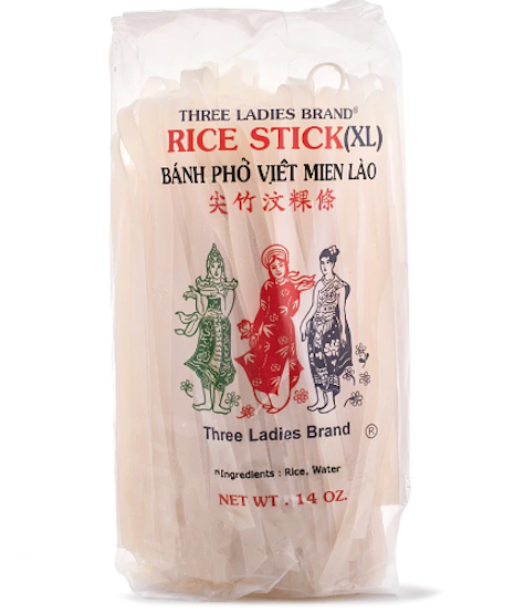 Three Ladies (XL) Rice Stick Banh Pho Viet Mien Lao 14 oz